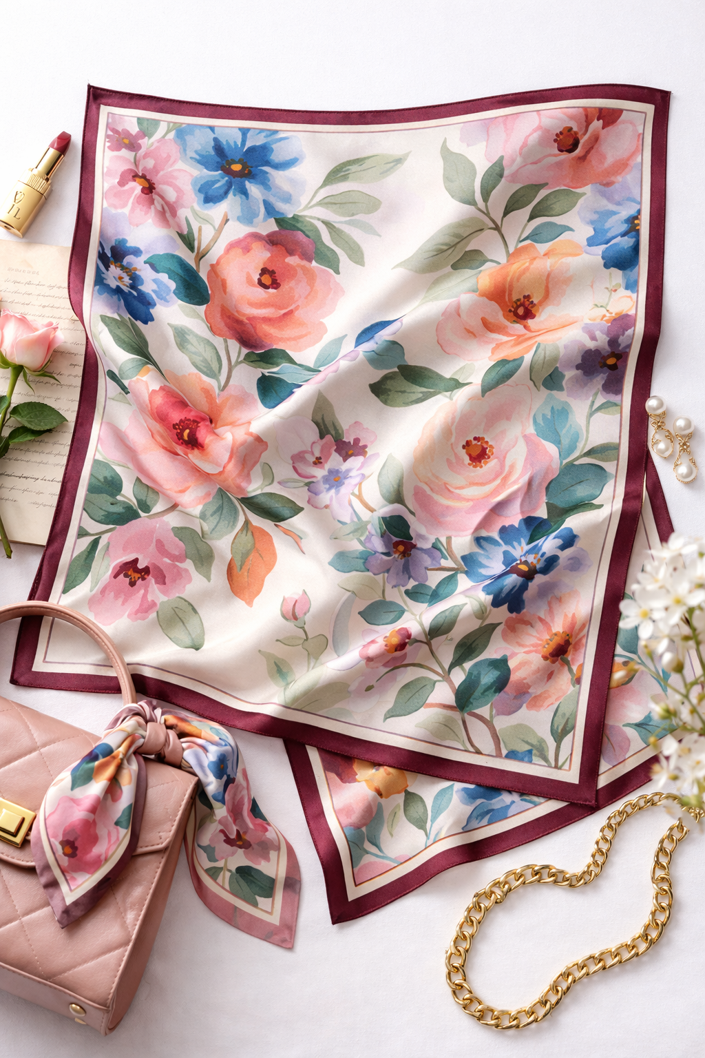 Silk Twill Printed Square Scarf - Image 5