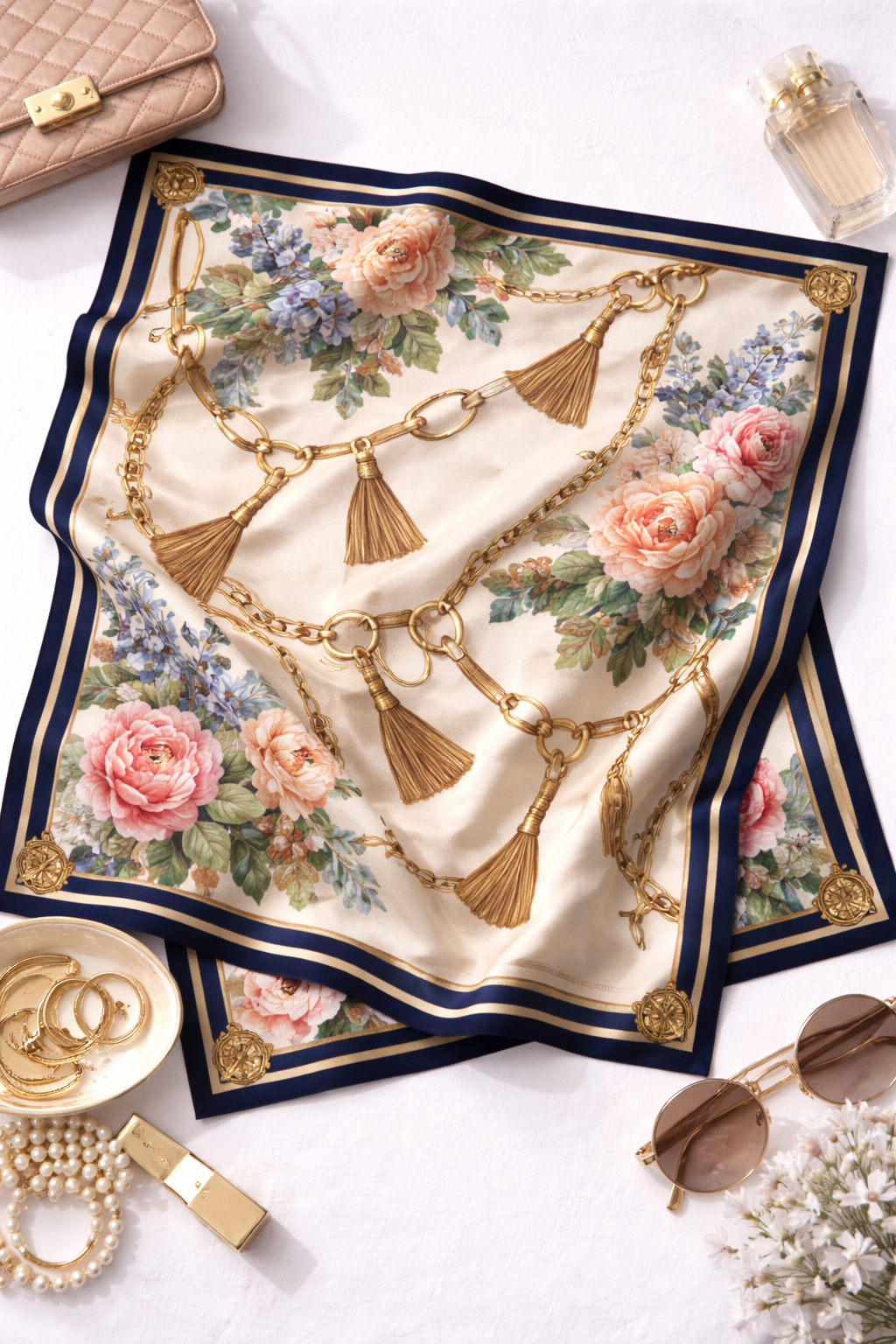 Silk Twill Printed Square Scarf - Image 3