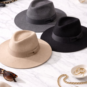 Wool Felt Fedora with Grosgrain Rib