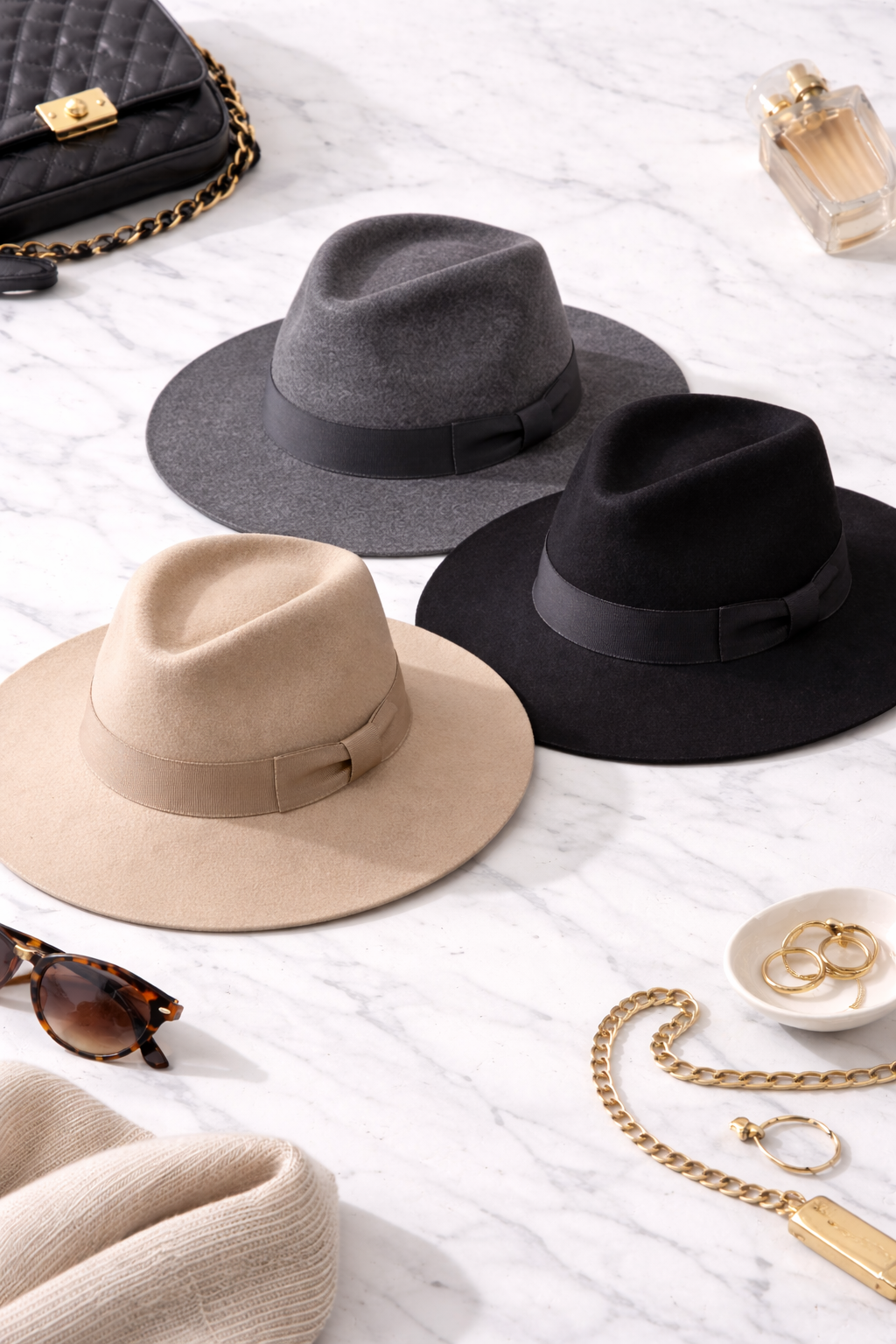 Wool Felt Fedora with Grosgrain Rib