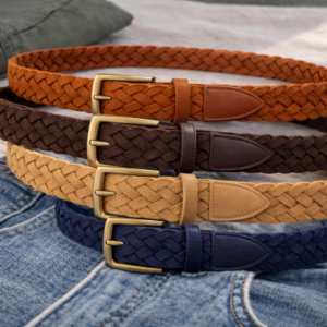 Cognac Suede Braided Belt