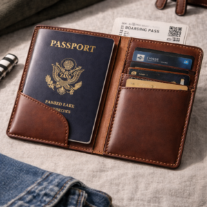 Hand-Stitched Leather Passport Cover
