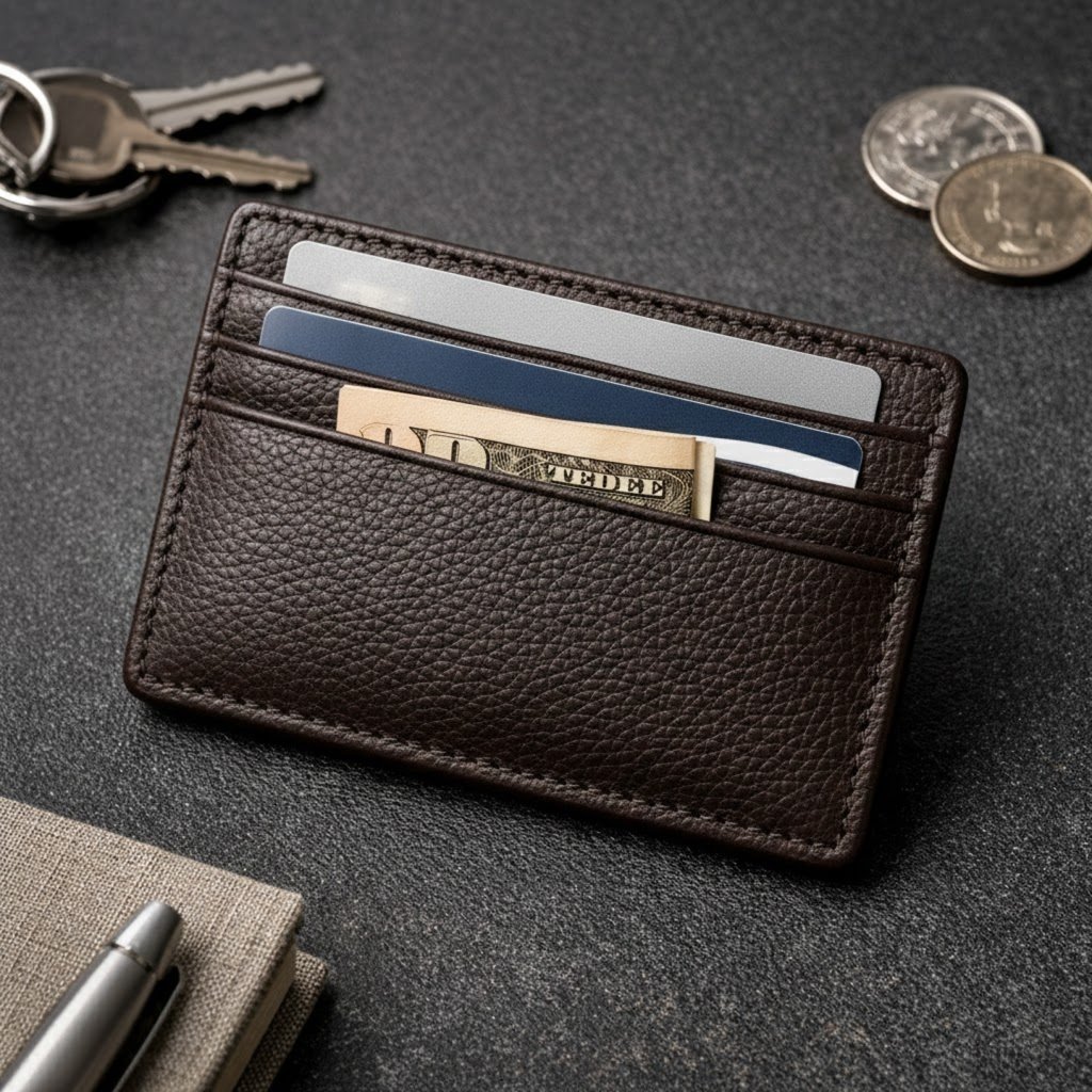 Slimline Pebbled Leather Cardholder - Image 4